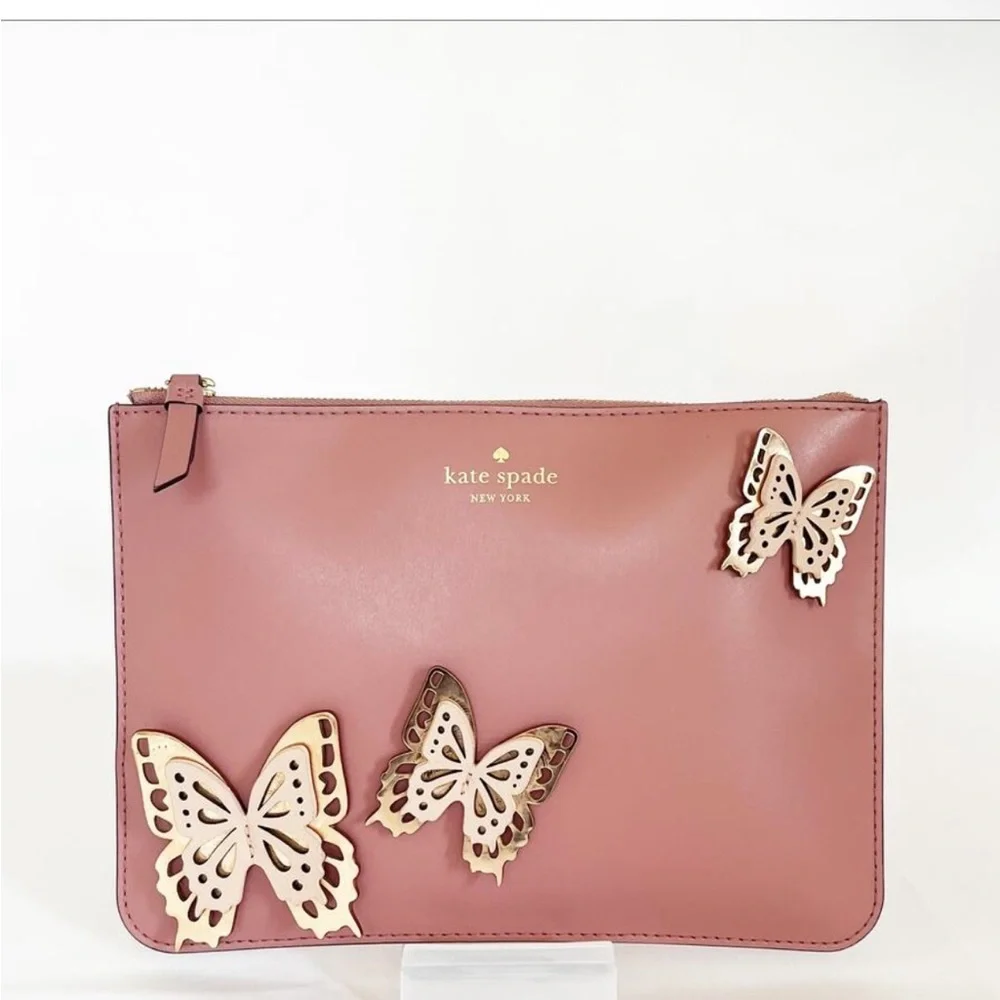 NWT Kate Spade Gia Dusty Peony Butterfly Large Clutch/Wristlet - Picture 7 of 7